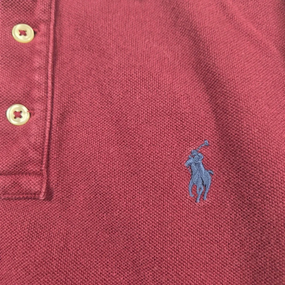 Polo Ralph Lauren Mens XS Classic Fit Pique Polo Shirt Burgundy Tipped Collar